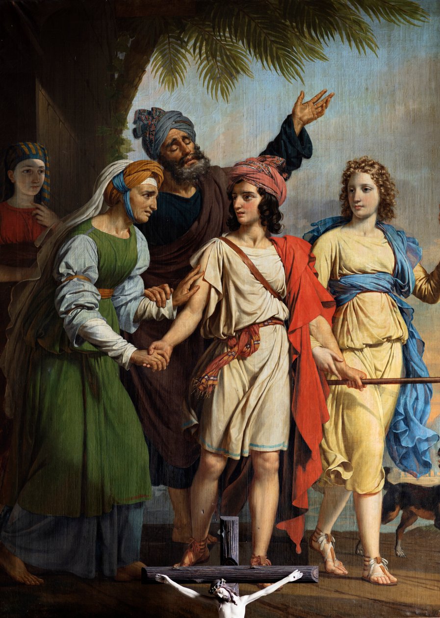 Partida dos jovens Tobias por Jozef Paelinck, primeira metade do século XIX (petróleo) de Joseph Paelinck