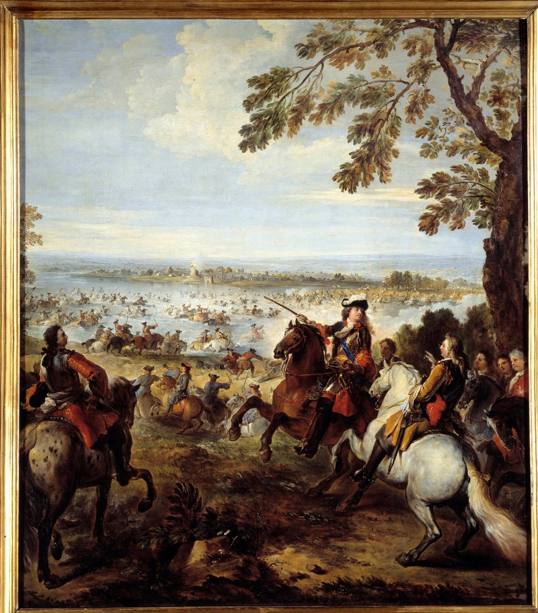 Passagem do Reno pela Arma de Luís XIV (1638-1715), uma Pintura de Tholhuis de Joseph Parrocel (1646-1704) Sol. 2,34x1,64 m de Joseph Parrocel