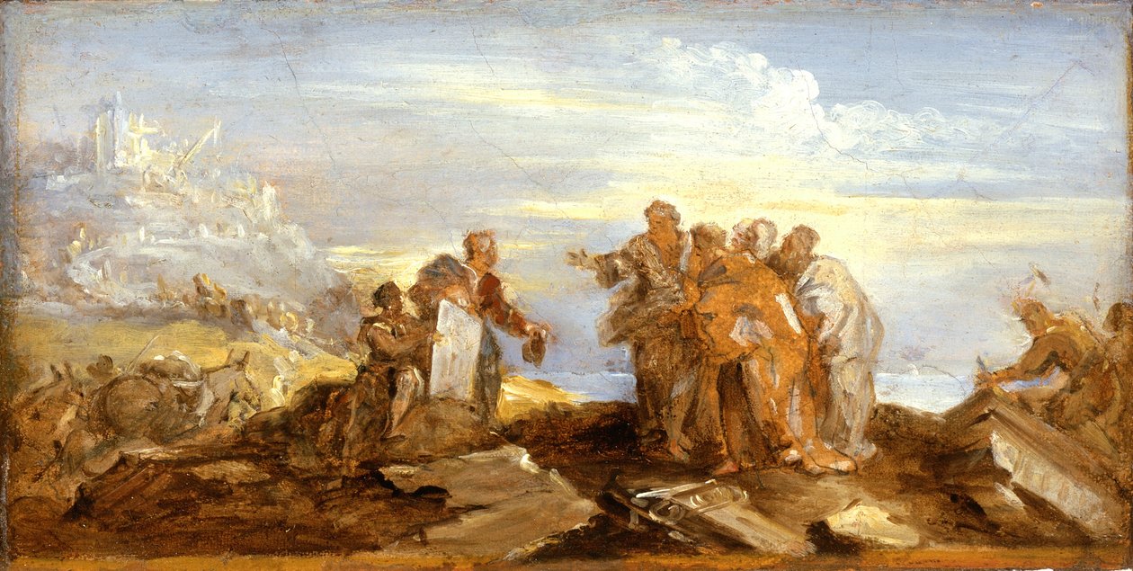 Cena da História Antiga, c.1680-90 (óleo sobre papel sobre tela) de Joseph Parrocel