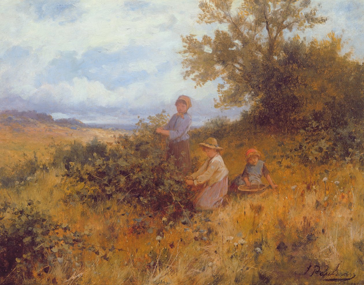 Blackberry Picking, c.1870 (óleo sobre tela) de Joseph Paulman
