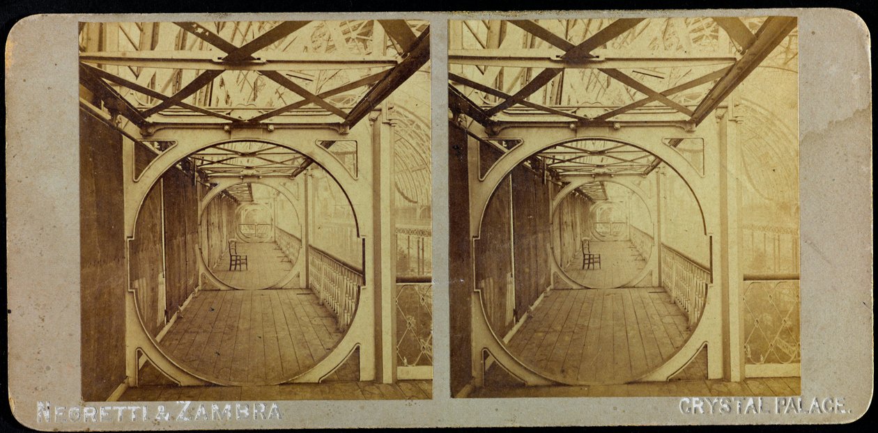 Galeria Telescópica, Palácio de Cristal; Fotografia estereoscópica de Joseph Paxton