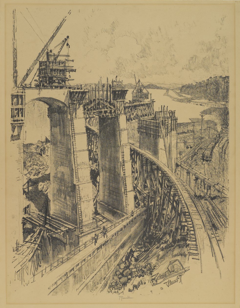 Abordagens para Gatun Lock, 1912 de Joseph Pennell