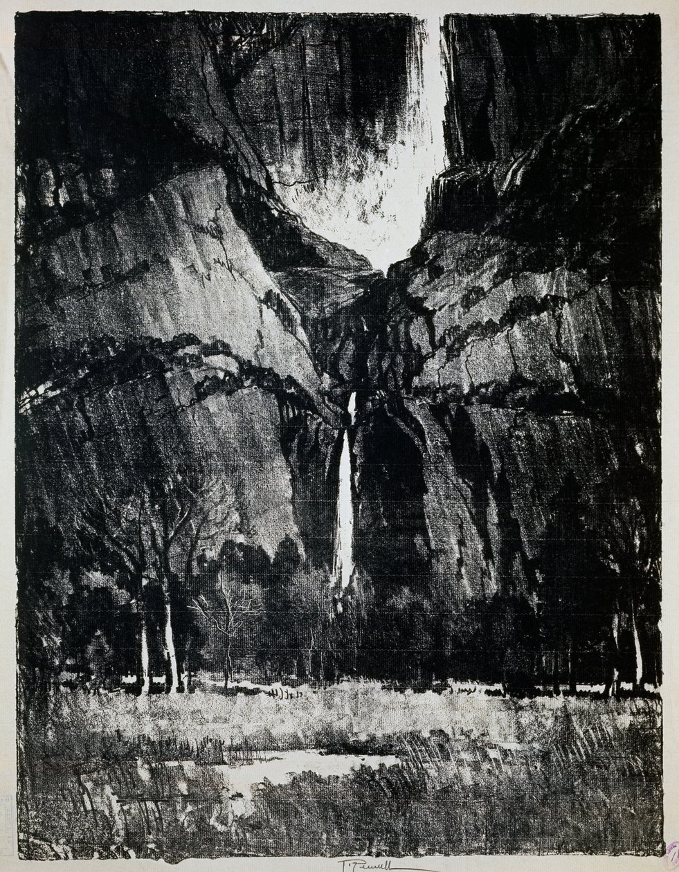 Ao pé da cachoeira, por Joseph Pennell (1857-1926), gravura de Joseph Pennell