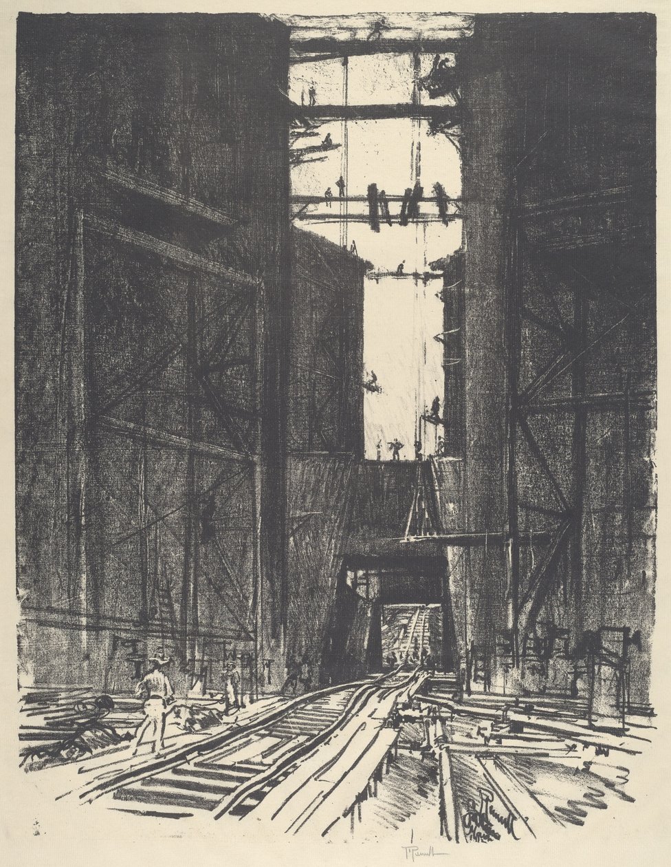 No fundo da fechadura de Gatun de Joseph Pennell