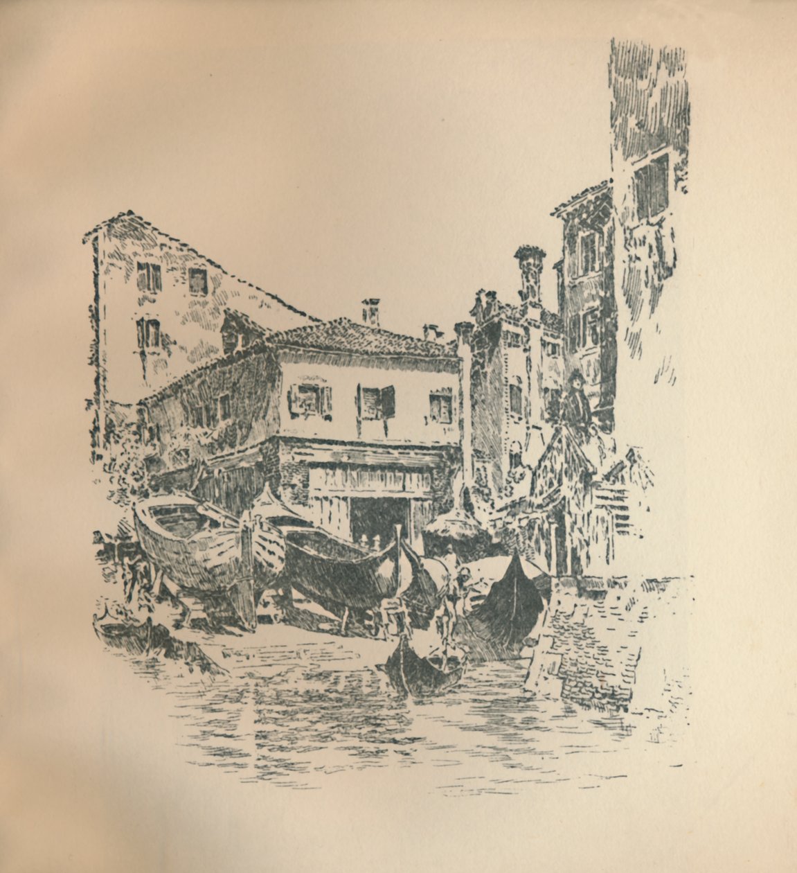 Construção de barcos, Veneza, 1905, 1925. de Joseph Pennell