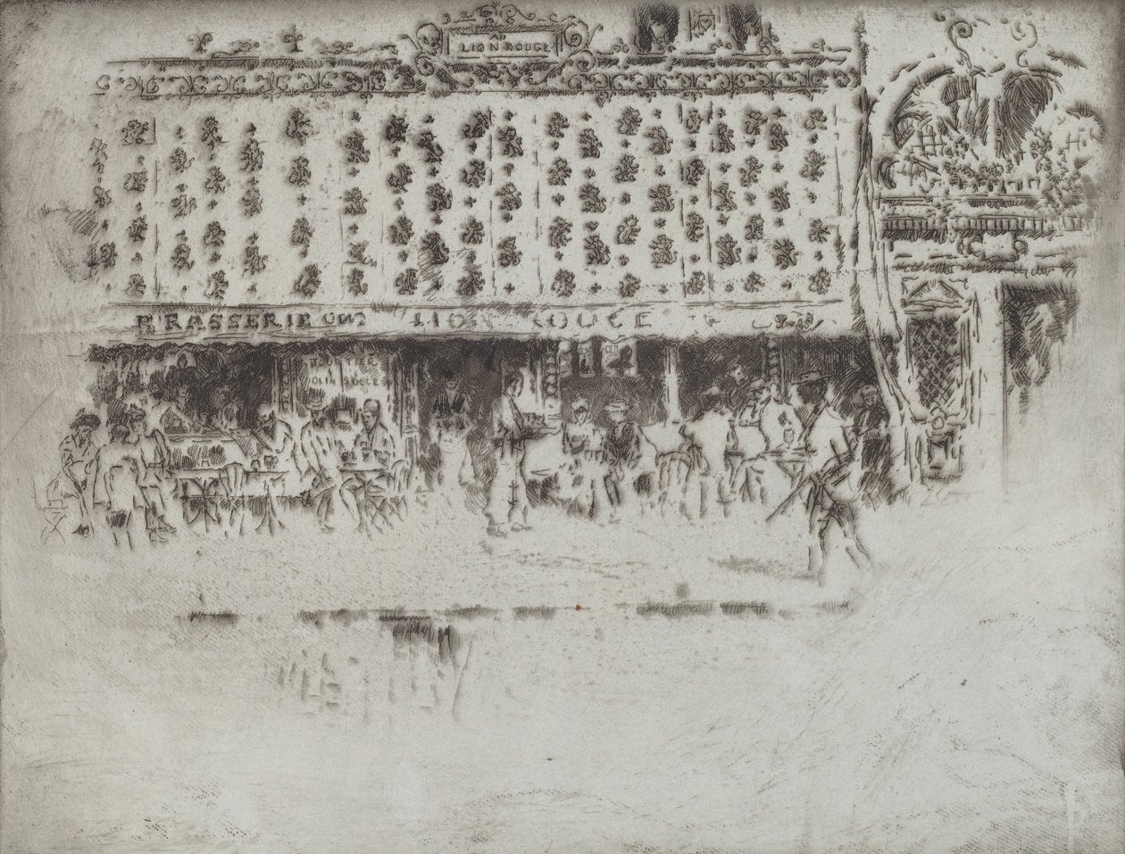 Brasserie, Au Lion Rouge, 1893. de Joseph Pennell