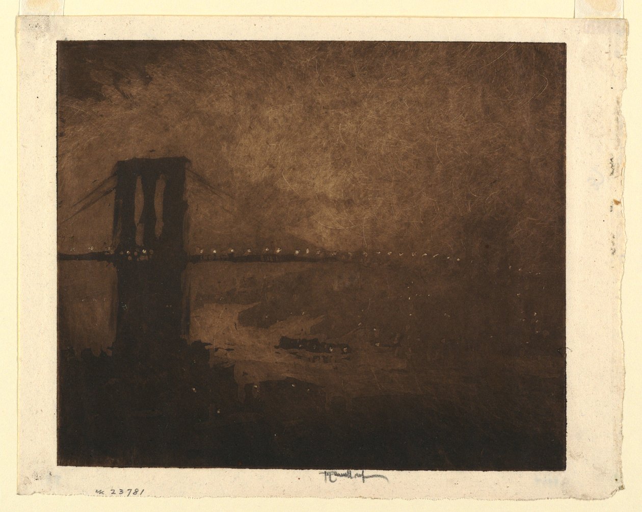 Ponte do Brooklyn à noite de Joseph Pennell