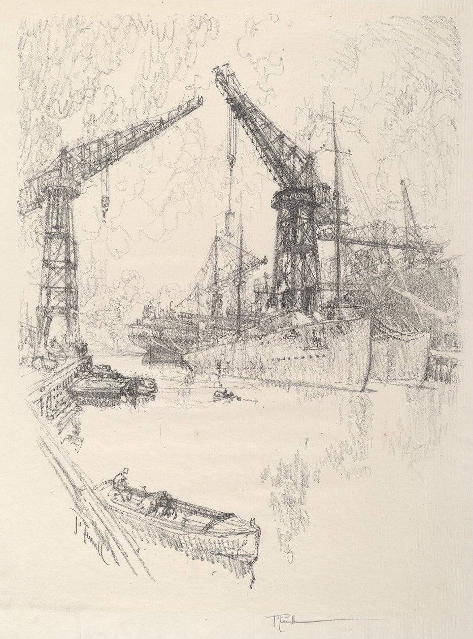 Construindo Destruidores, 1917. de Joseph Pennell