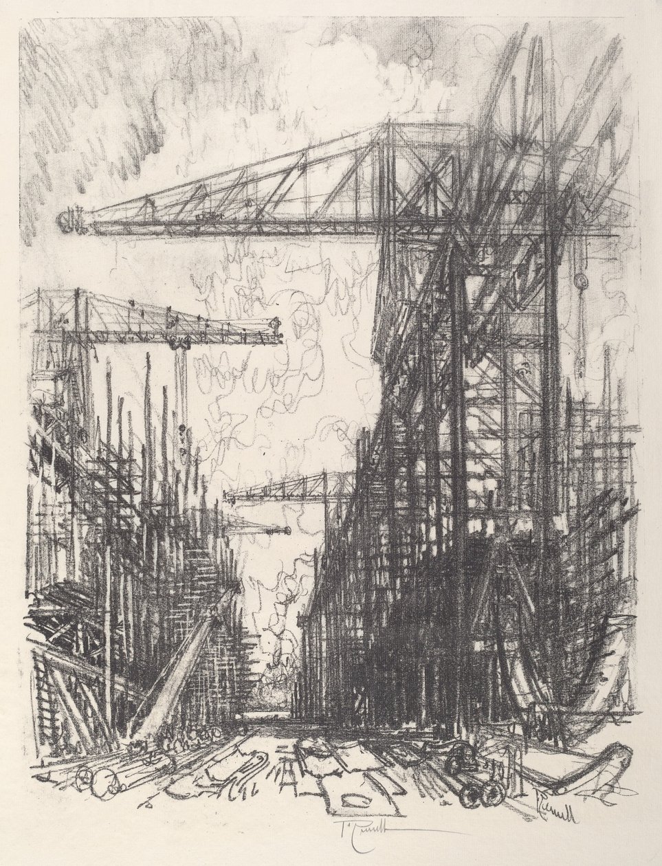 Building Destroyers, No.I, 1917. de Joseph Pennell