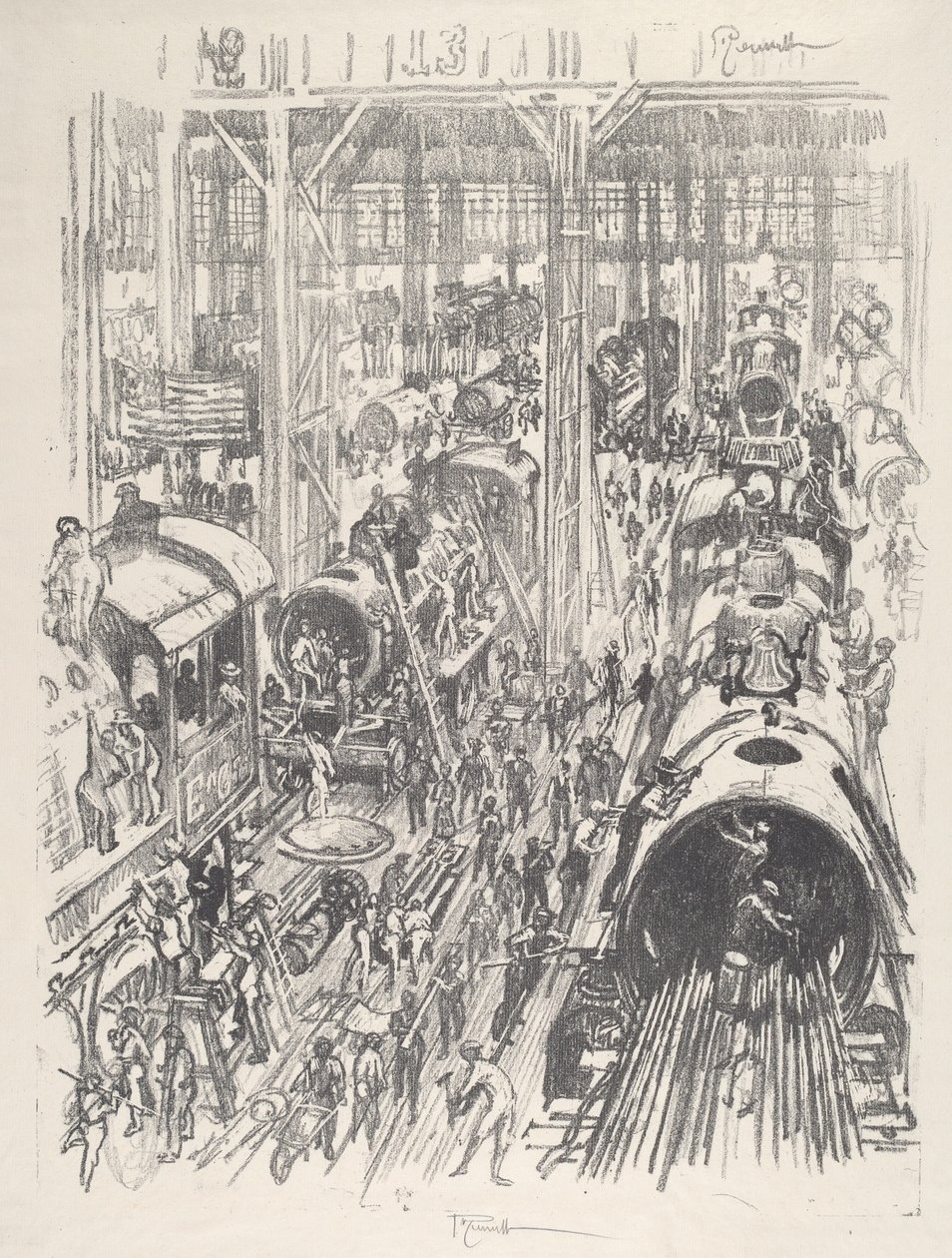 Motores de Construção para os Aliados, 1917. de Joseph Pennell