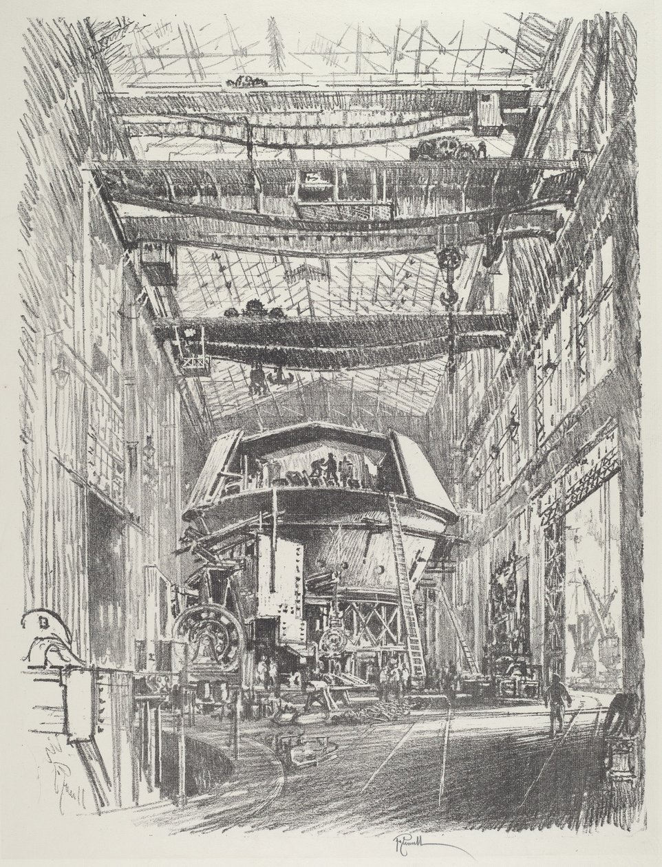 A construção da Grande Torre, 1916. de Joseph Pennell
