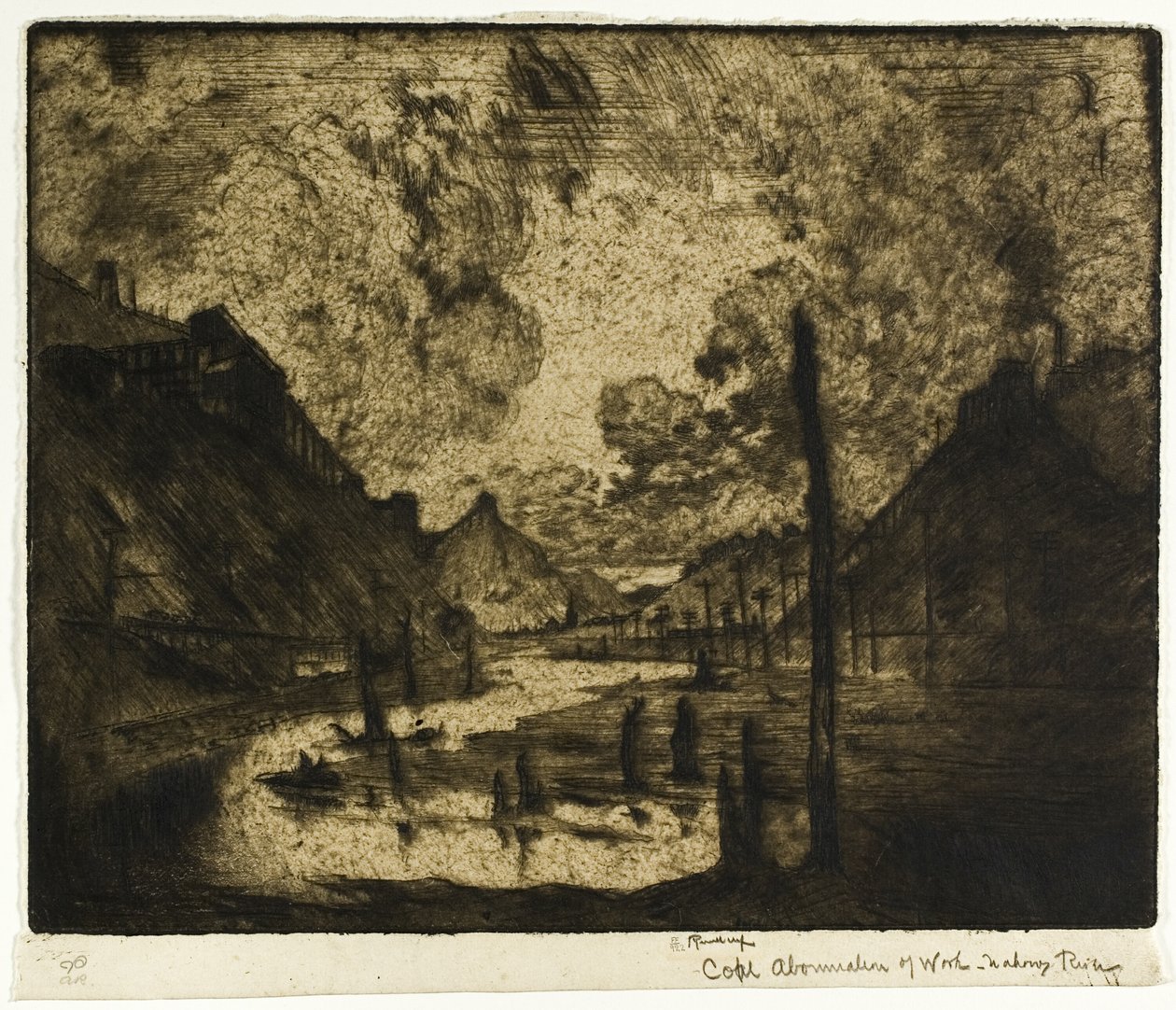 Carvão-Abominação de trabalho, Rio Mahanoy de Joseph Pennell