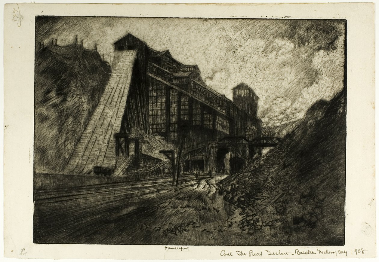 Carvão—A Grande Inclinação, Disjuntor, Cidade de Mahanoy de Joseph Pennell