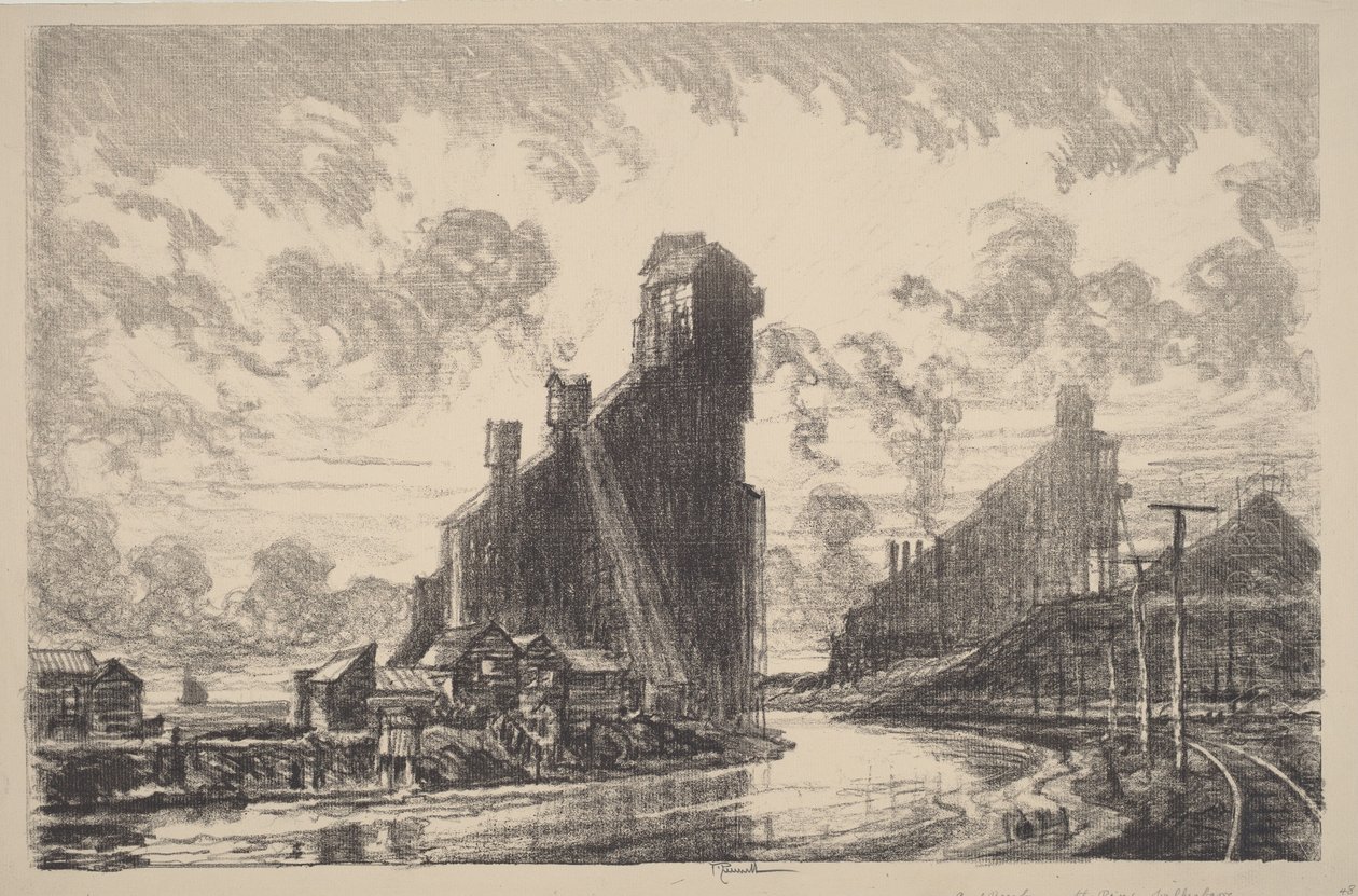 Triturador de carvão no rio de Joseph Pennell
