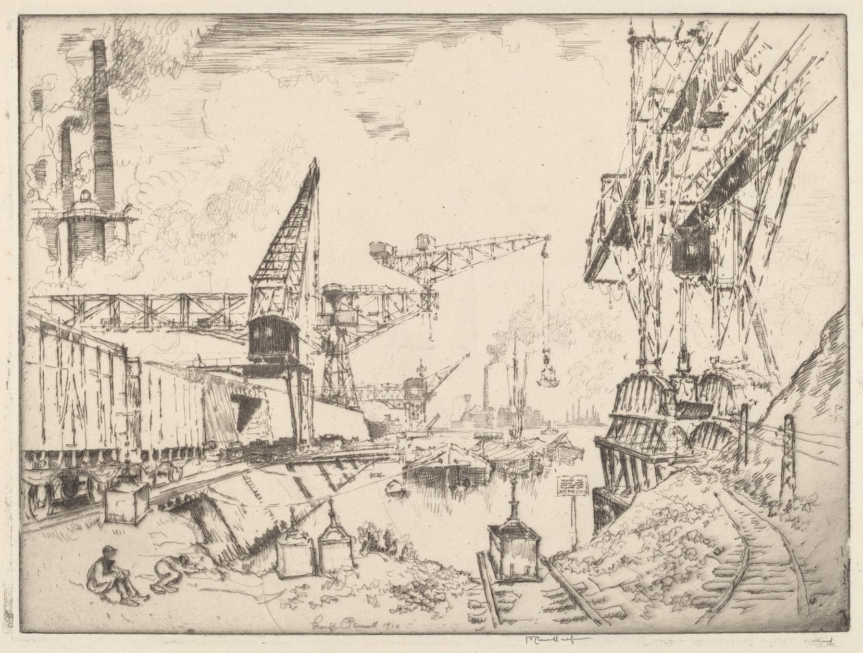 Guindastes em Duisburg de Joseph Pennell