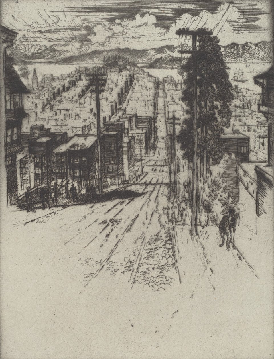 Descer e Subir as Colinas até à Baía, São Francisco, 1912. de Joseph Pennell