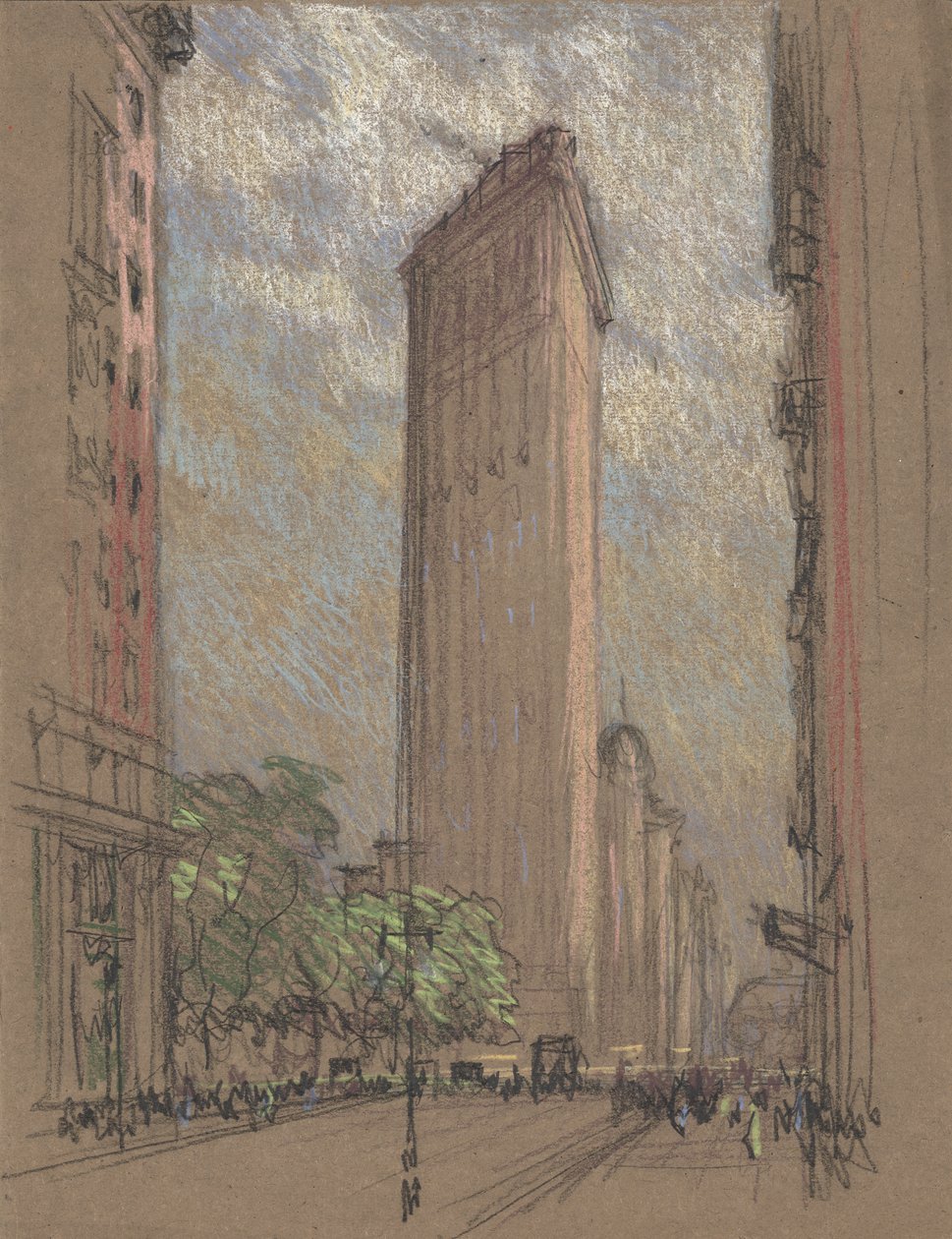 Desenho do Edifício Flatiron por Pennell, c.1904 (lápis e lápis de cera em papel) de Joseph Pennell