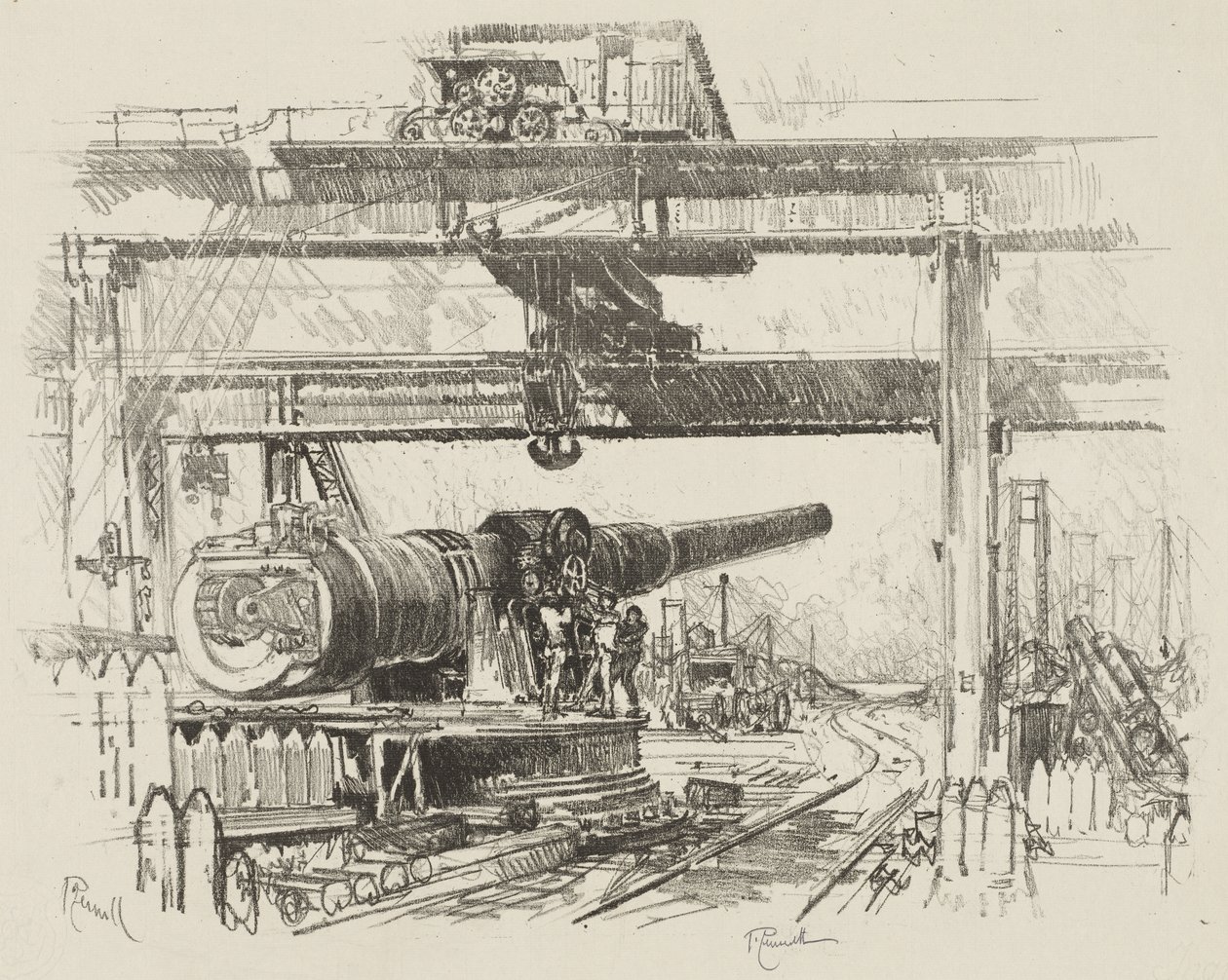 Trabalho de guerra inglês: teste de armas de Joseph Pennell