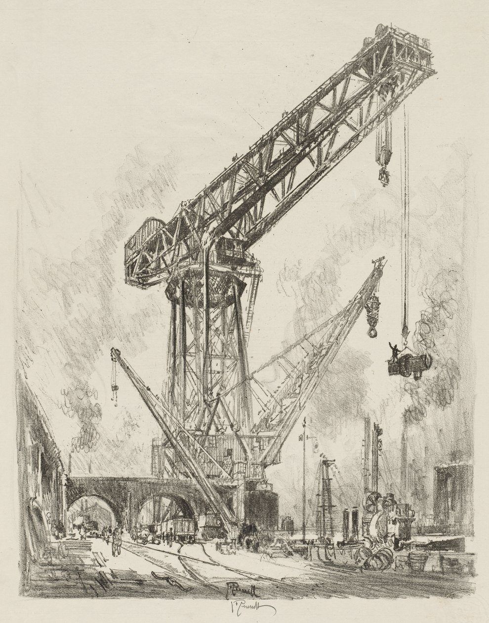 Trabalho de Guerra Inglês: Feito na Alemanha, The Great Crane de Joseph Pennell