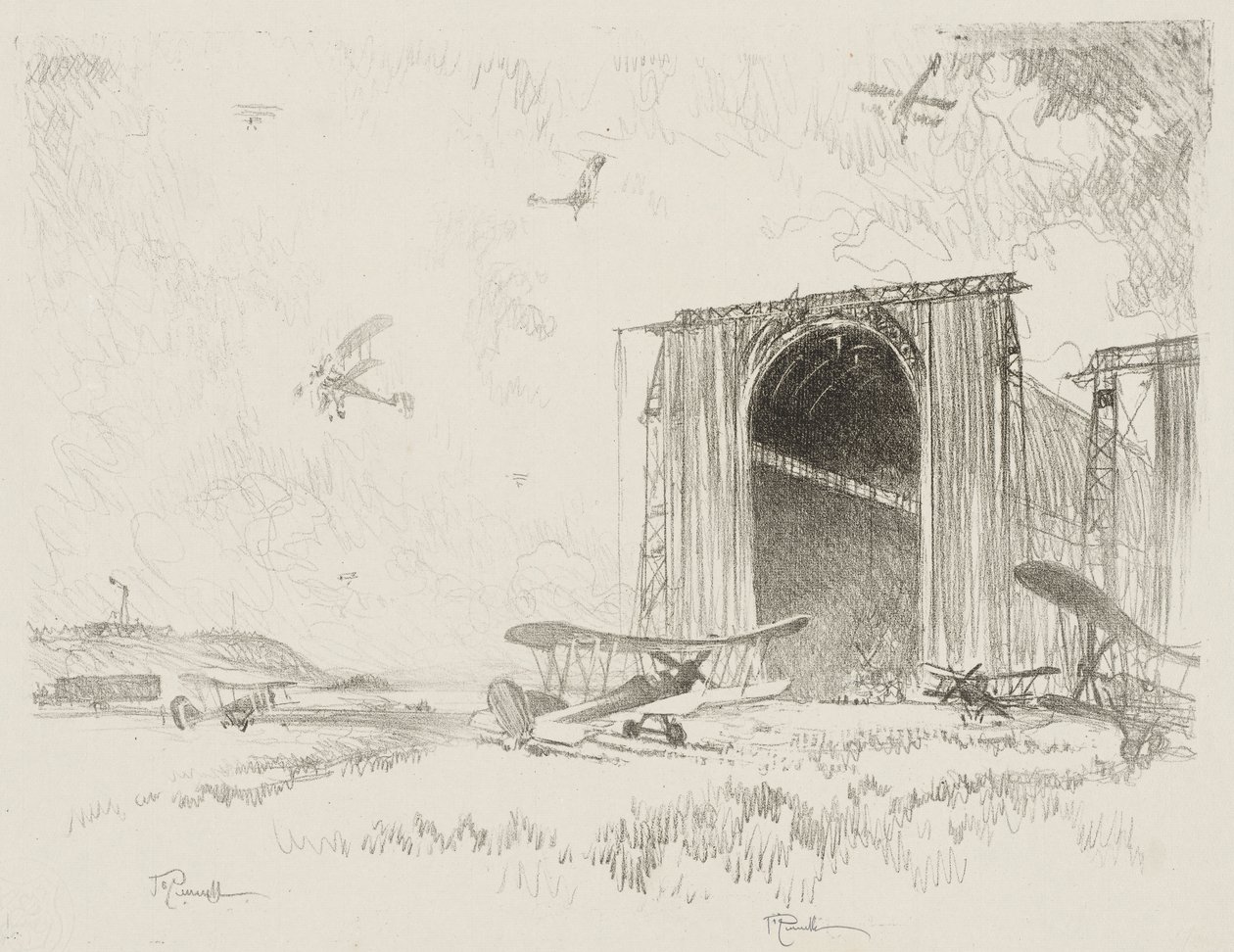 Trabalho de Guerra Inglês: The Balloon-Shed de Joseph Pennell