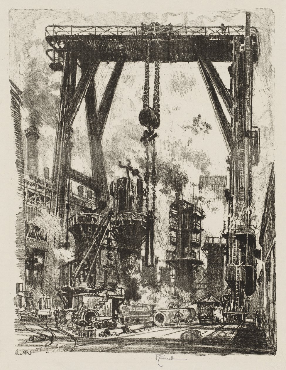 Trabalho de Guerra Inglês: The Old Gun Pit de Joseph Pennell