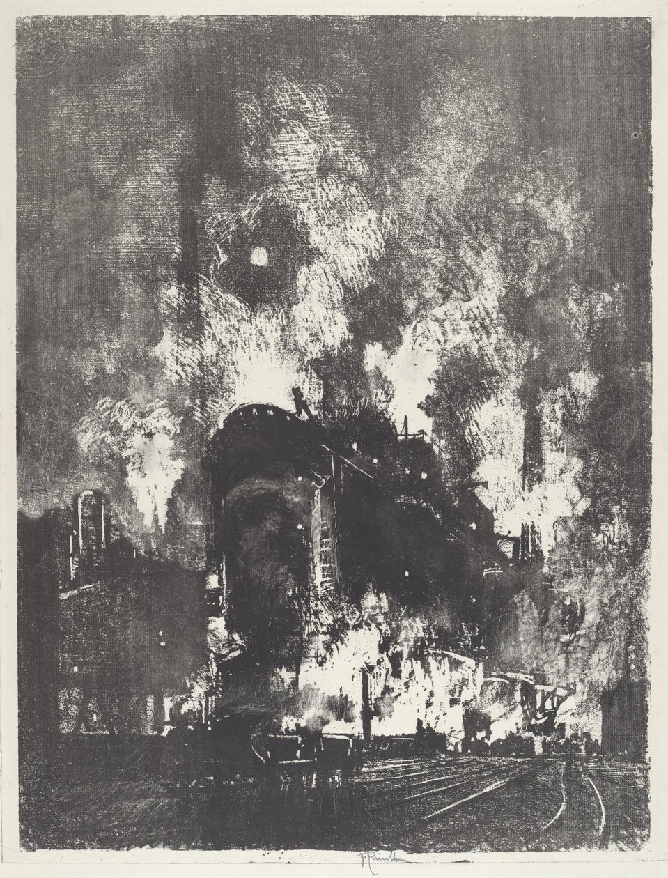 Fornos à noite, 1916. de Joseph Pennell