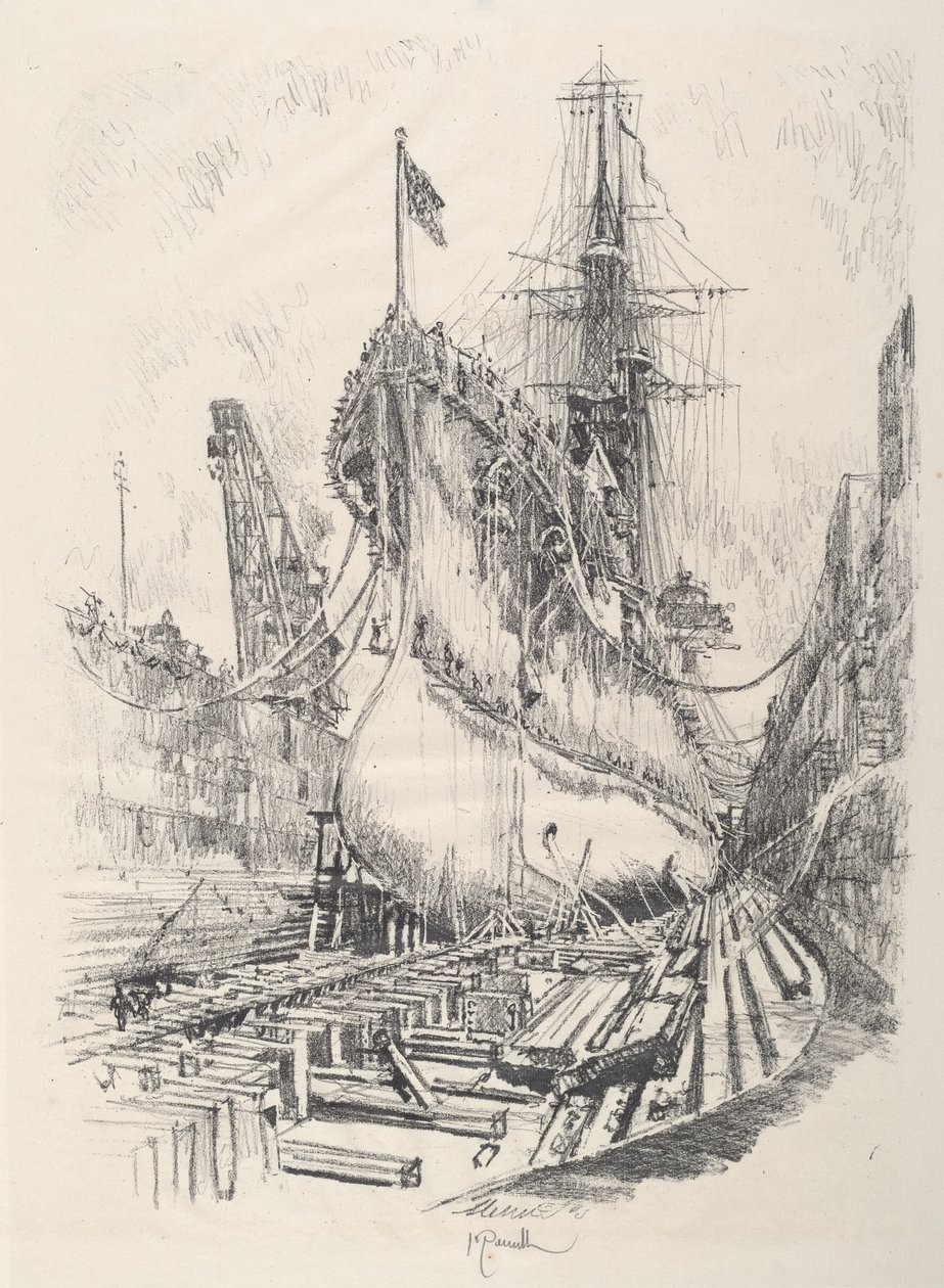Na doca seca, 1917. de Joseph Pennell