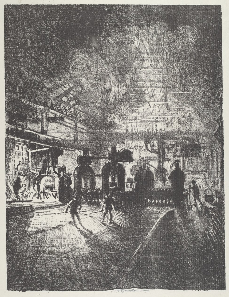 In the Jaws of Death, Rolling Bars for Shells, 1916. de Joseph Pennell
