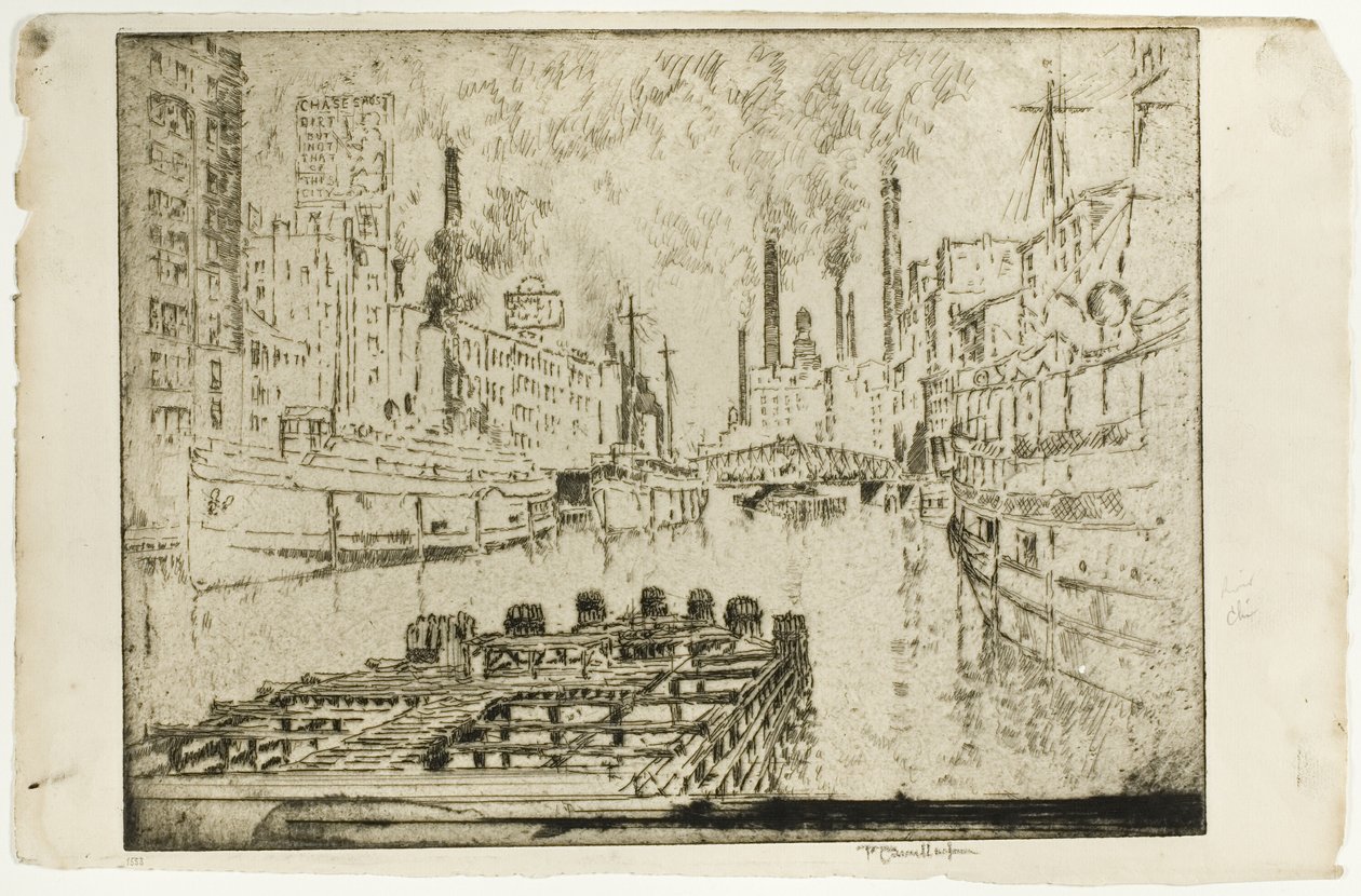 Lago Steamers, Chicago de Joseph Pennell