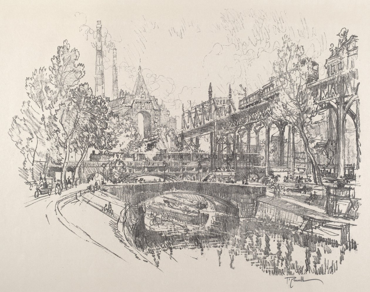 Landwehr Canal, Berlim, 1921. de Joseph Pennell