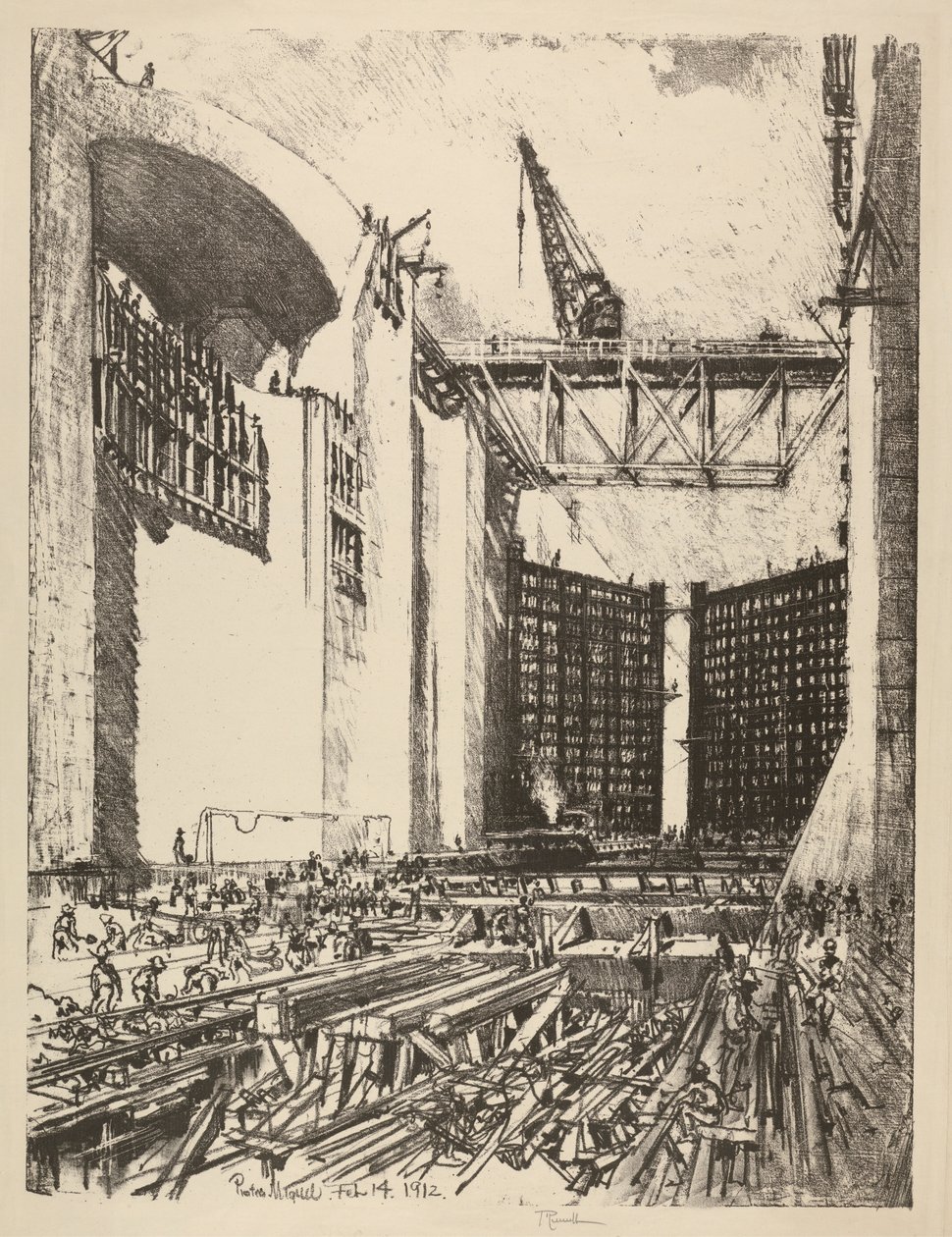 Colocação do andar de Pedro Miguel Lock de Joseph Pennell
