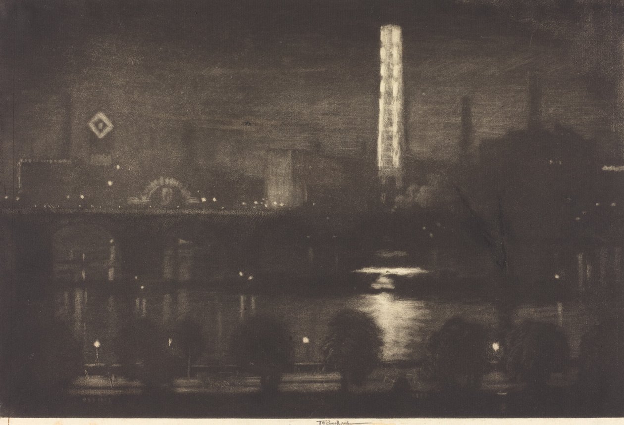 Noite de Londres, uísque e chá de Joseph Pennell