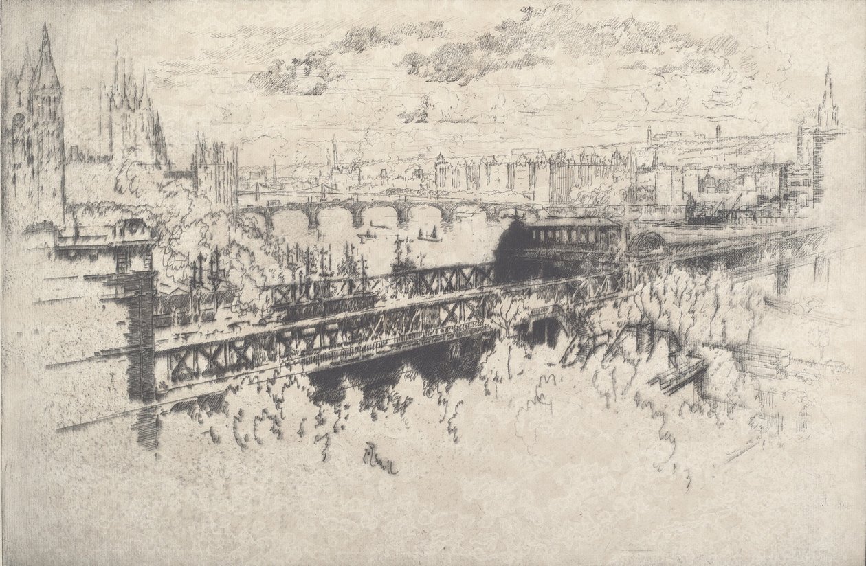 Londres sobre Charing Cross Bridge, 1910. de Joseph Pennell