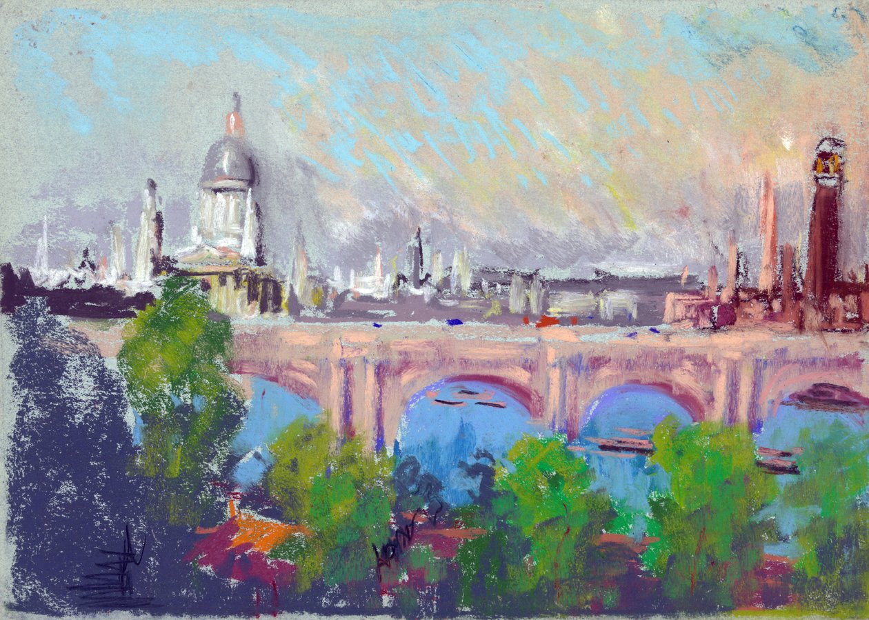 Londres sobre a ponte de Waterloo de Joseph Pennell