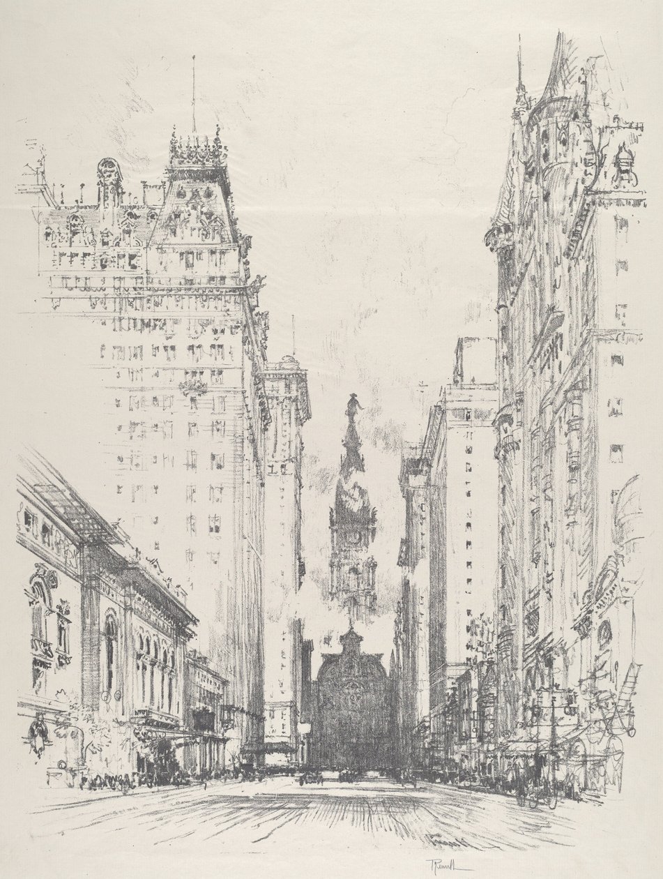 Vista de Broad Street a partir de Spruce Street de Joseph Pennell