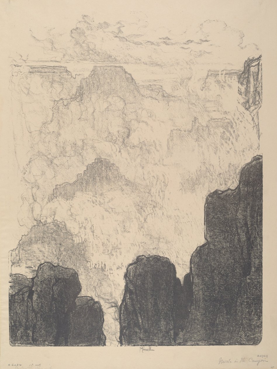 Névoas no Canyon, No.II, 1912. de Joseph Pennell