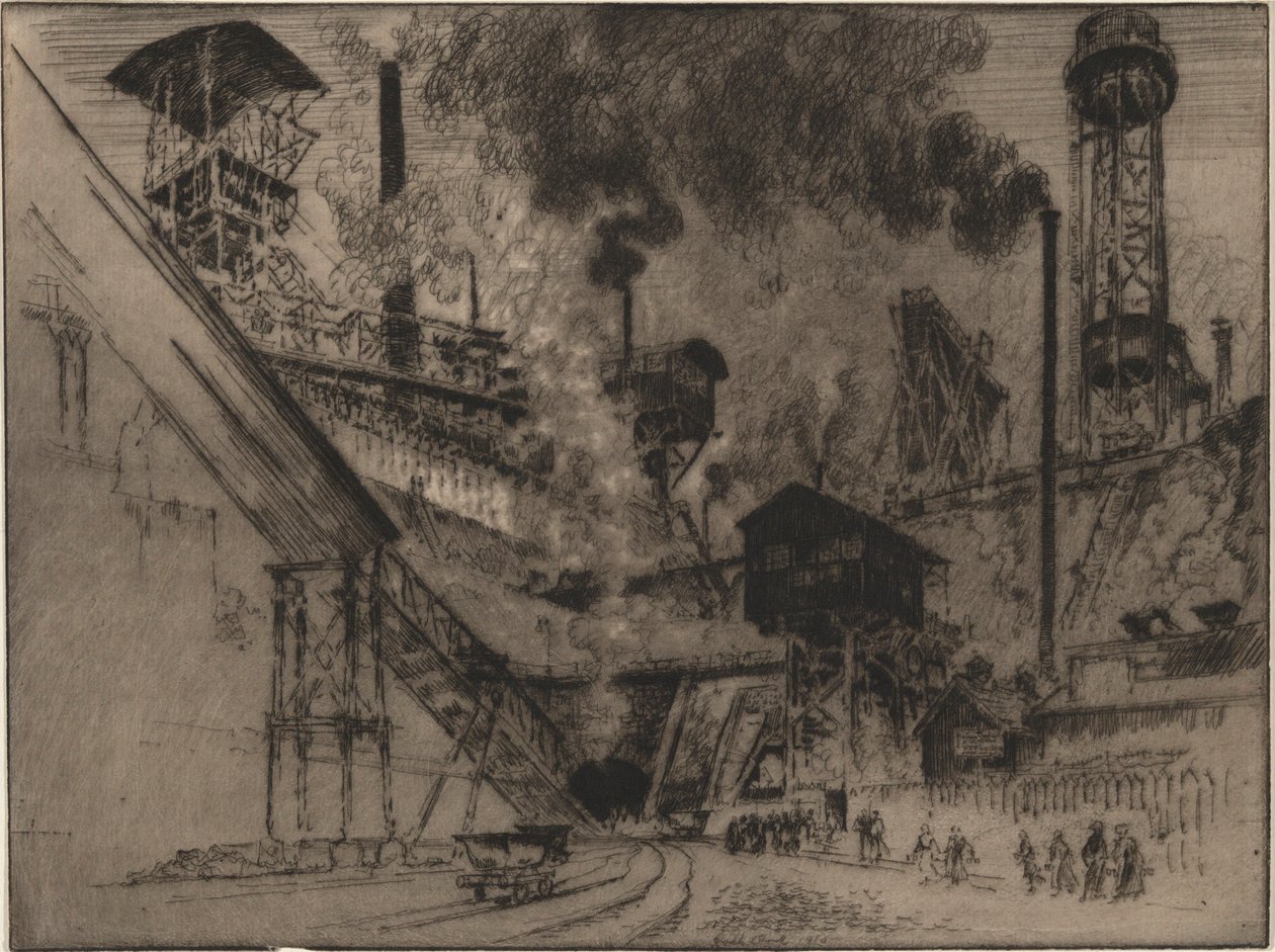 Boca da mina, Ruhrort perto de Oberhausen de Joseph Pennell