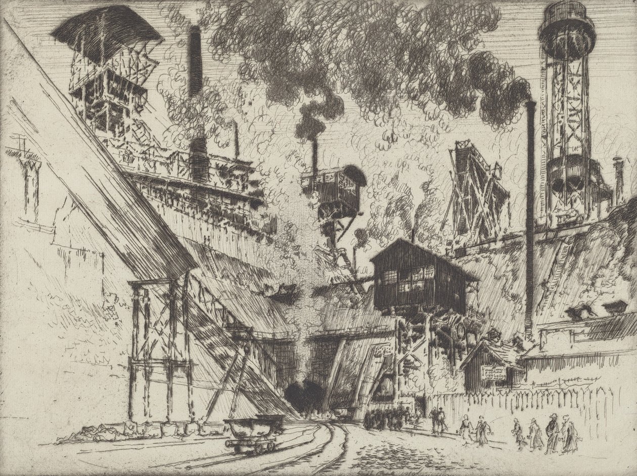 Boca da Mina, Ruhrort perto de Oberhausen, 1910. de Joseph Pennell