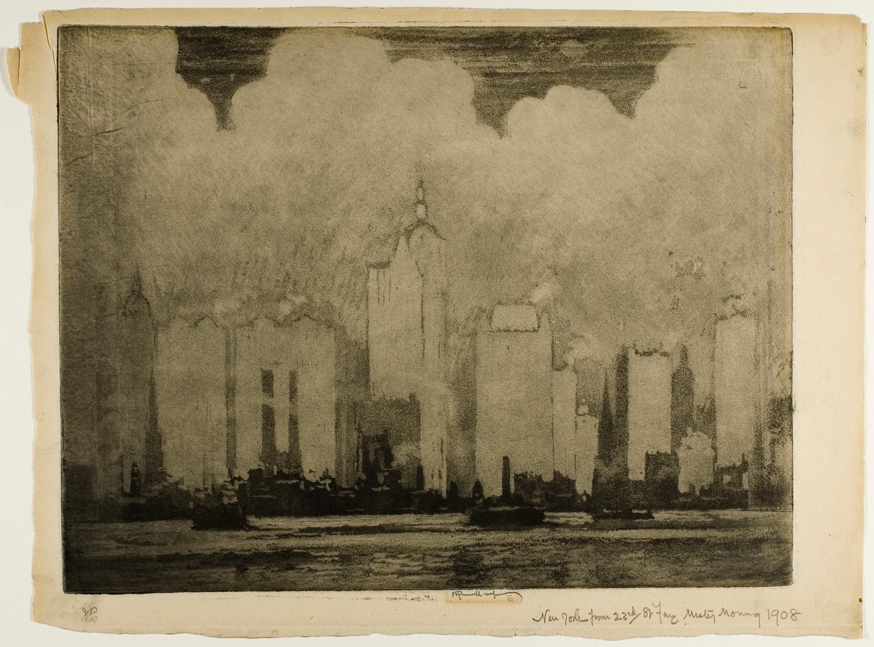 N.Y. de 23rd St. Ferry-Na bruma de uma manhã de Joseph Pennell