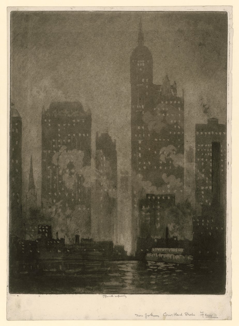 Nova Iorque. Ferry de Courtland Street de Joseph Pennell