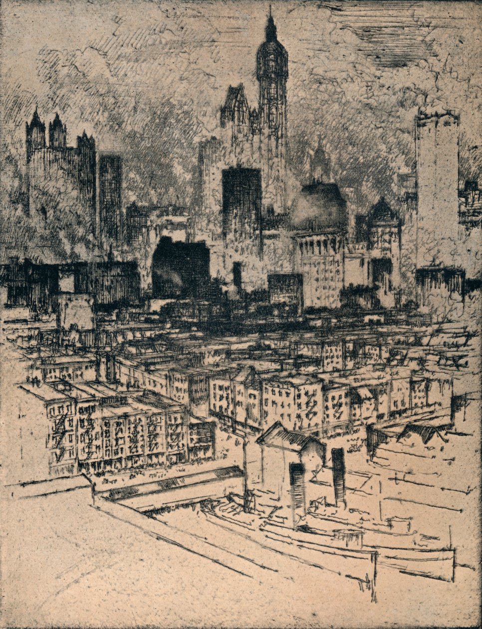 Nova York Da Ponte Do Brooklyn, c1908 de Joseph Pennell