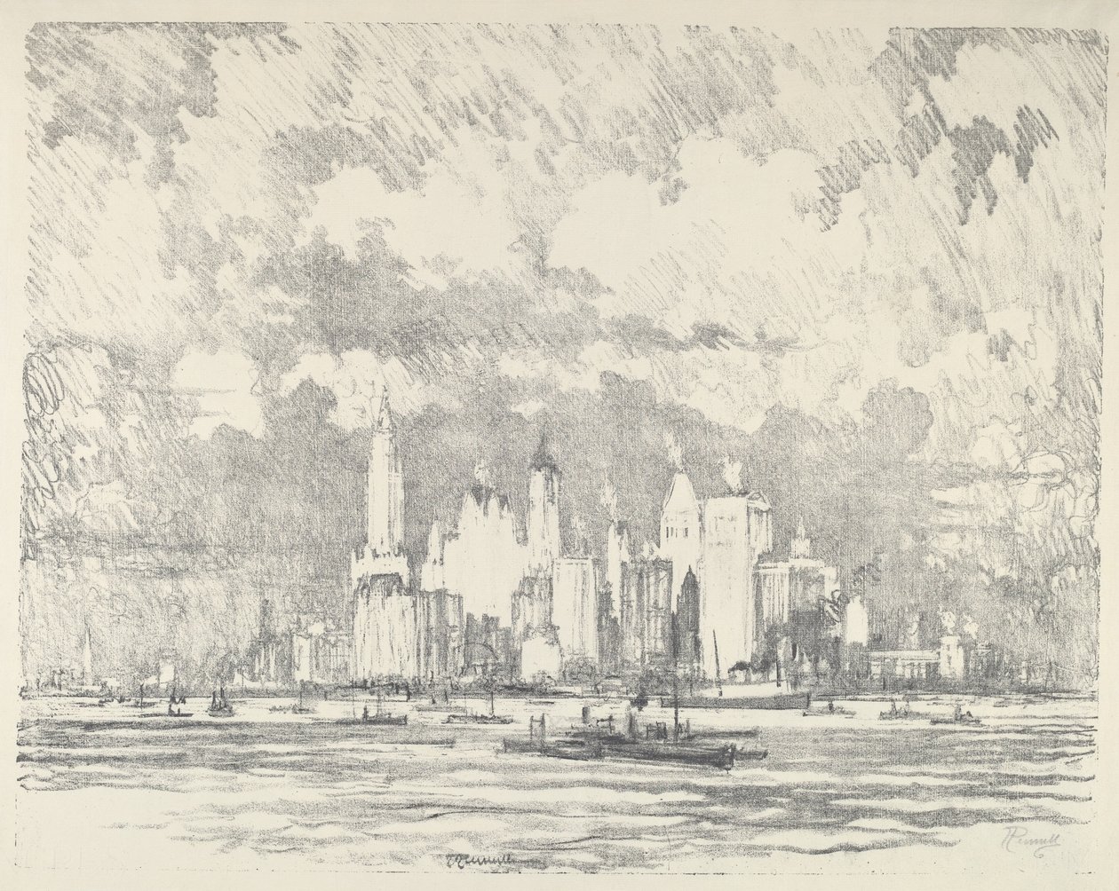 Nova York da Ilha Ellis, 1910. de Joseph Pennell