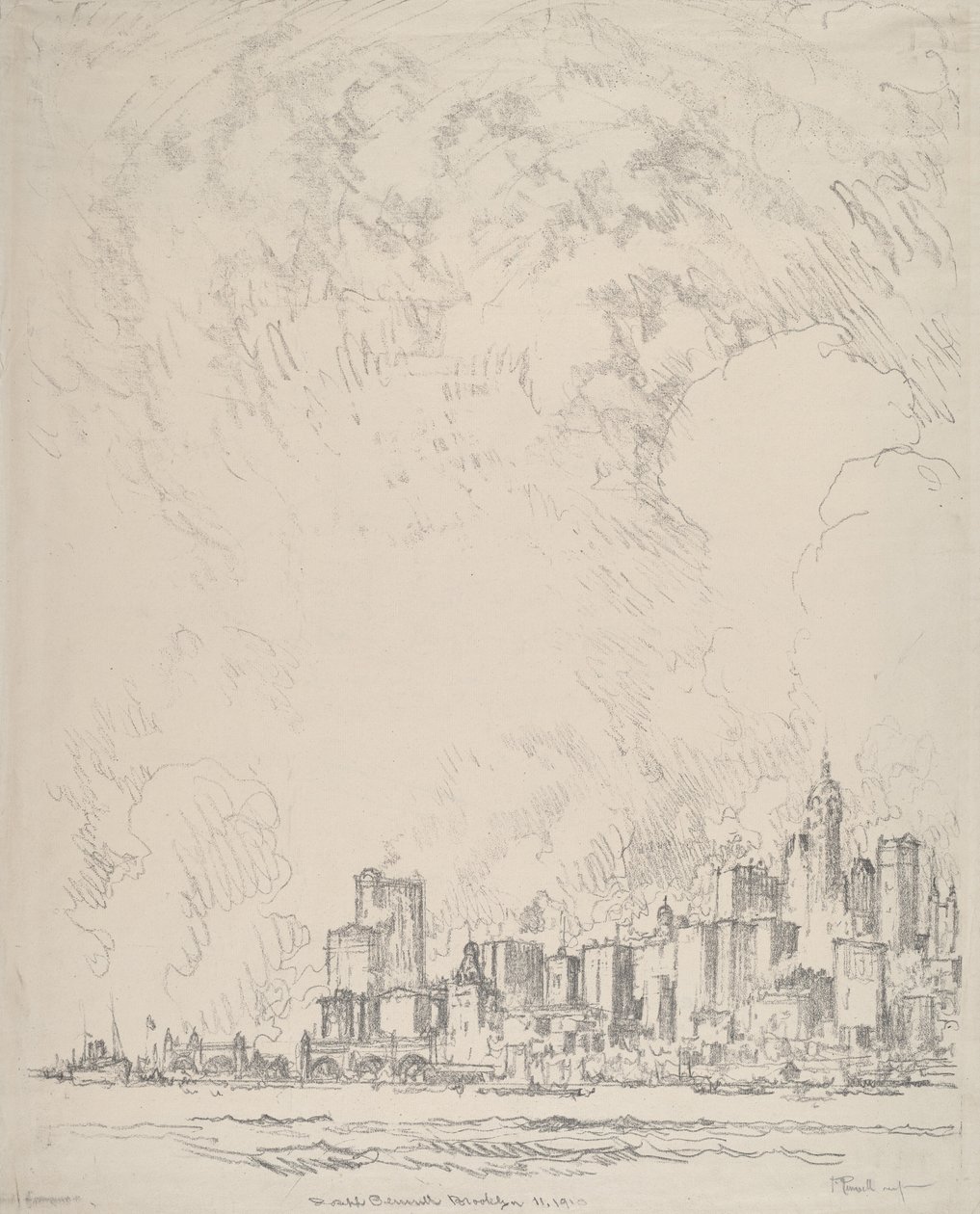 Nova York do Brooklyn, 1910. de Joseph Pennell