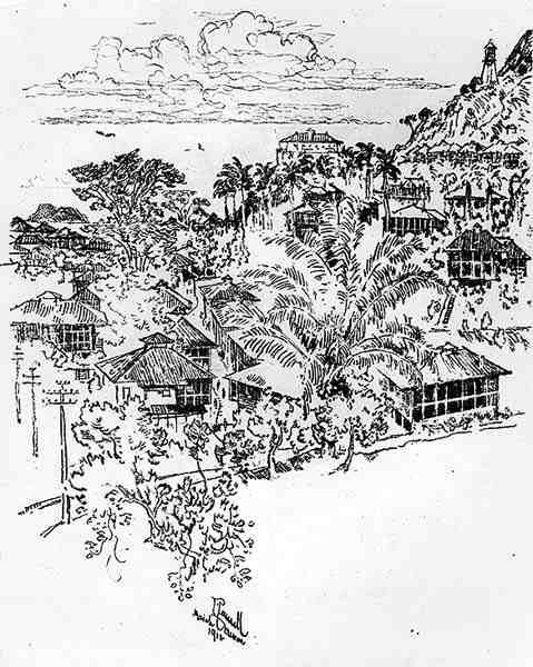 Oficial Ancon, placa XXIV do Canal do Panamá por Joseph Pennell, 1912 (carvão sobre papel) de Joseph Pennell