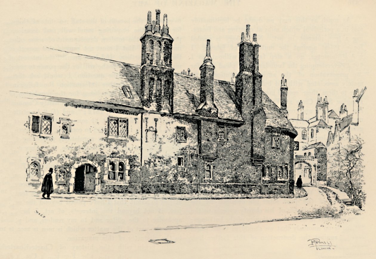 Old Charterhouse: Fachada Exterior do Tribunal Washhouse, com o Portal Interno, 1886 de Joseph Pennell