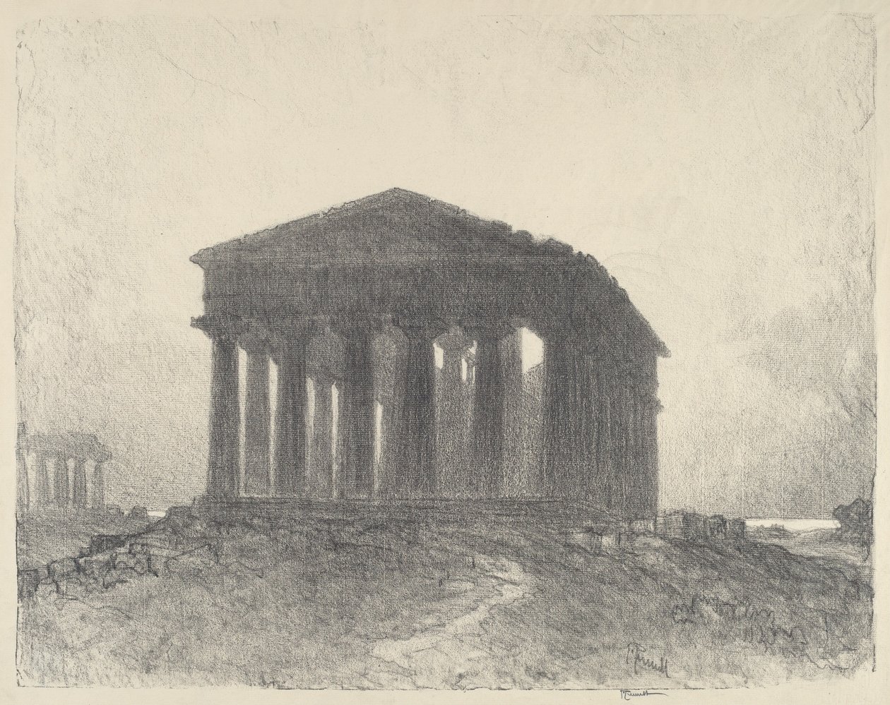 Paestum, ao entardecer de Joseph Pennell
