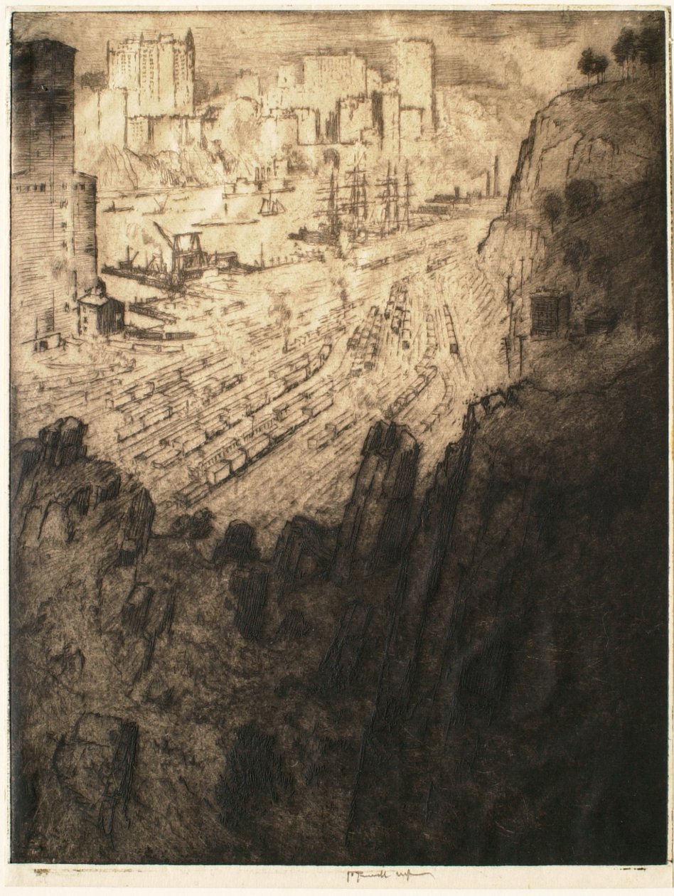 Palisades e palácios, Nova Iorque de Joseph Pennell