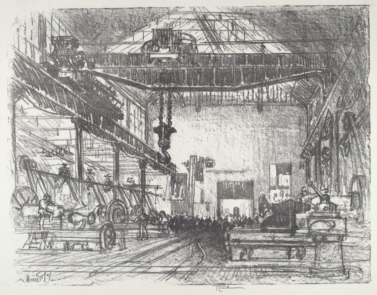 Aplainando grandes conchas, 1916. de Joseph Pennell