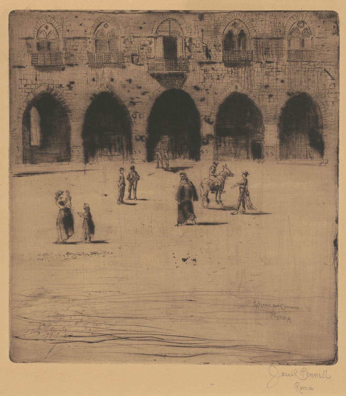 Plazza del Comune, Pistoia, 1883. de Joseph Pennell
