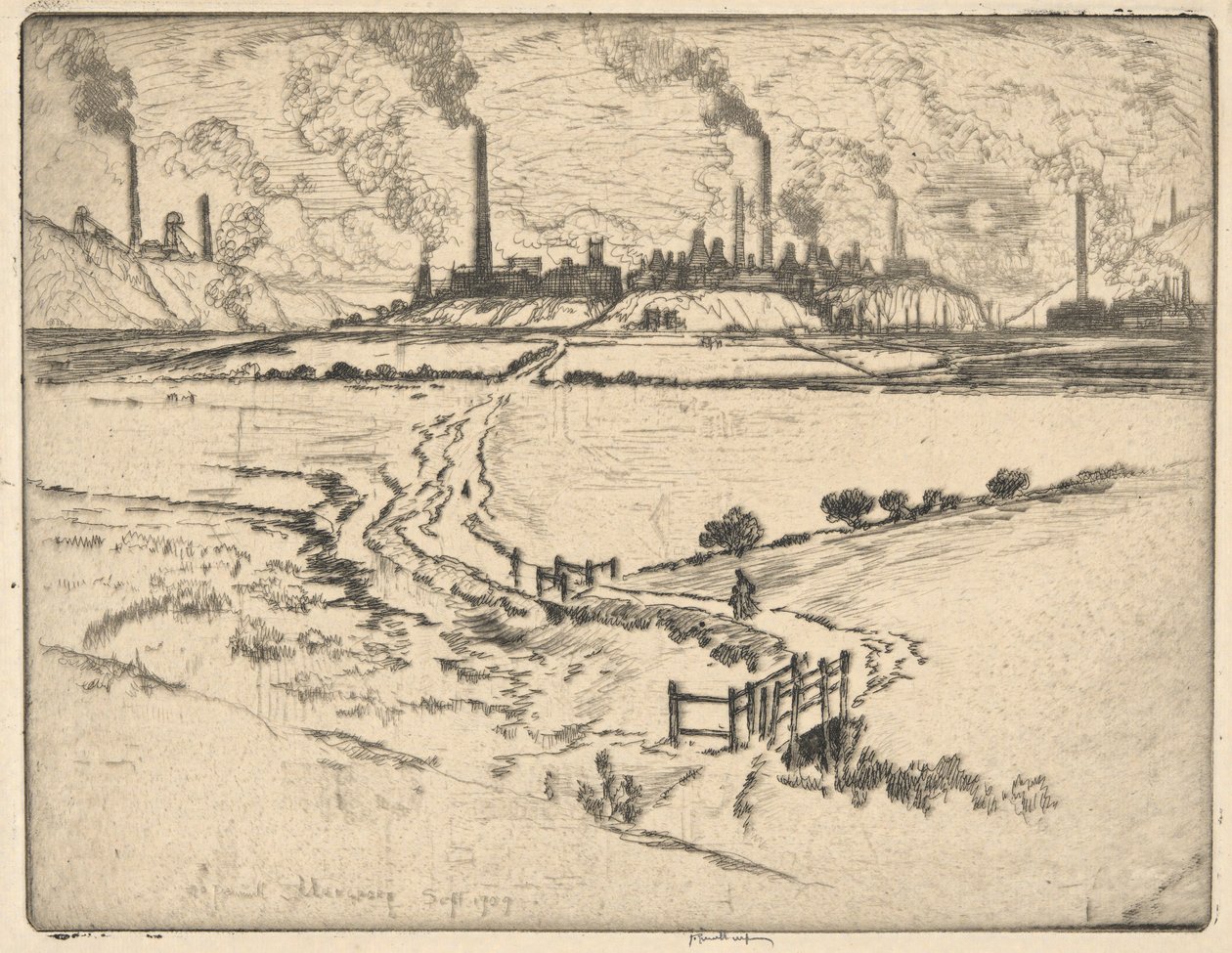 Potlands, Longport, setembro de 1909, (Stokes?) de Joseph Pennell